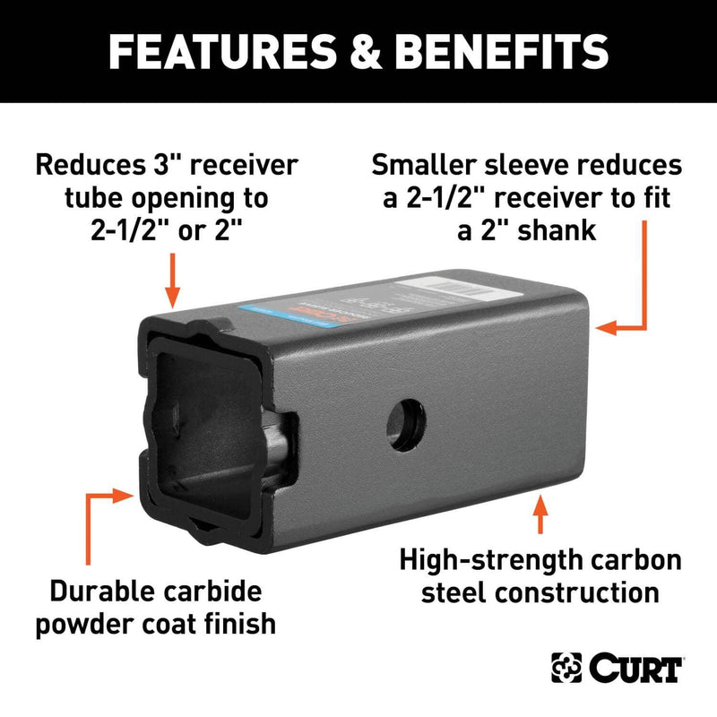 Load image into Gallery viewer, CURT Reducer Sleeve Set (3" to 2-1/2" to 2" Shanks, 2 Pieces)