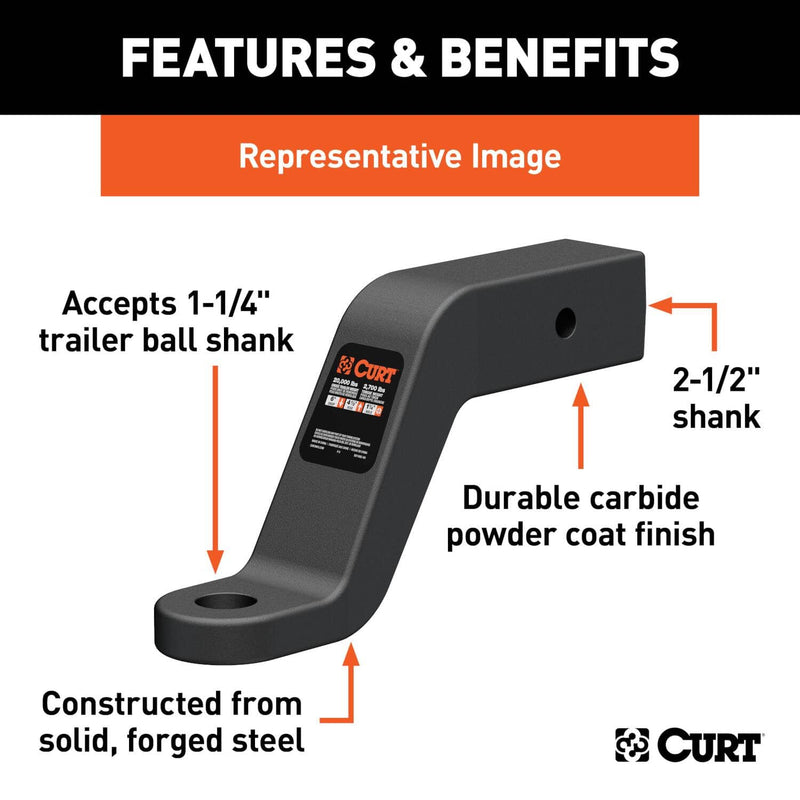 Load image into Gallery viewer, CURT Commercial Duty Forged Ball Mount (2-1/2" Shank, 20,000 lb, 2" Drop)