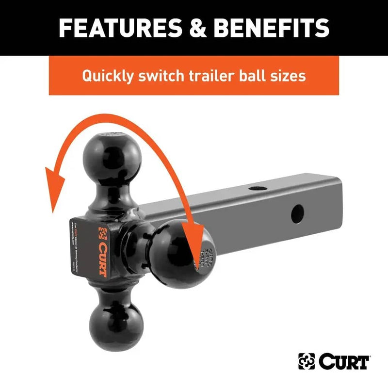 Load image into Gallery viewer, CURT Multi-Ball Mount (2" Solid Shank, 1-7/8", 2" & 2-5/16" Black Balls)