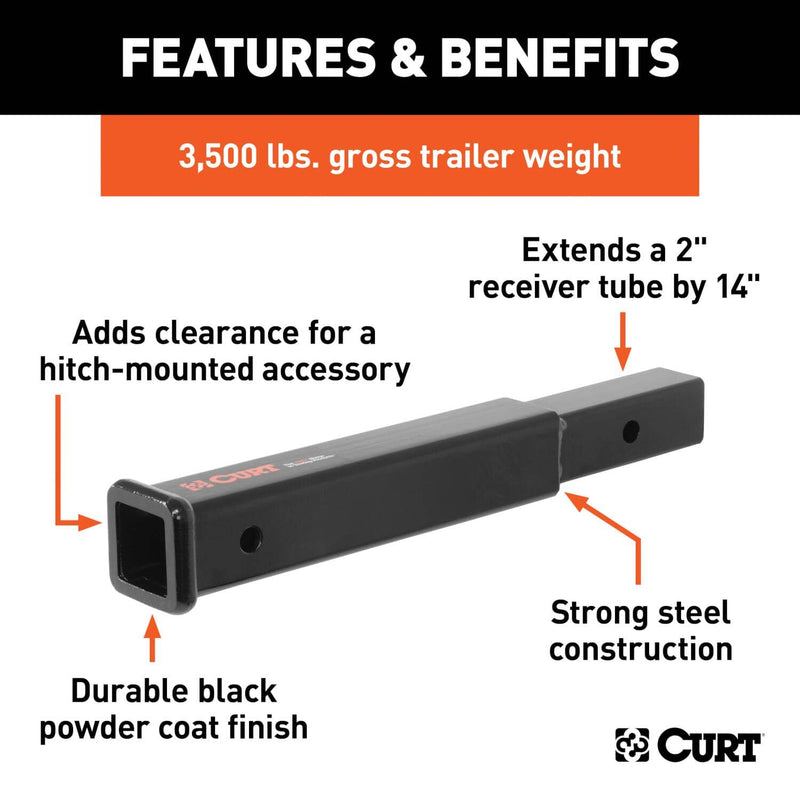 Load image into Gallery viewer, CURT 14" Receiver Tube Extender (2" Shank, 3,500 lb)