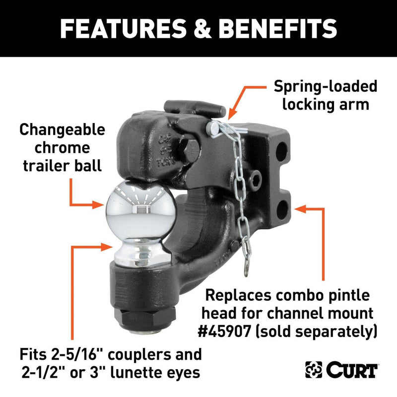 Load image into Gallery viewer, CURT Replacement Channel Mount Ball & Pintle Hitch (2-5/16" Ball, 13,000 lb)