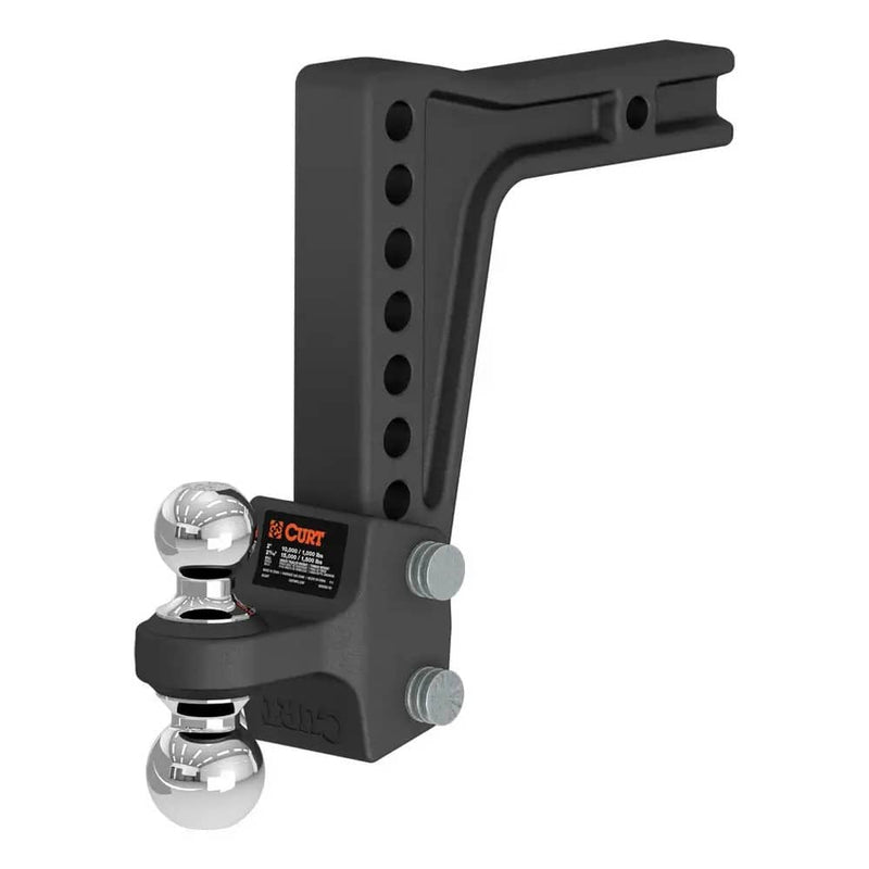 Load image into Gallery viewer, CURT Deep-Drop Adjustable Trailer Hitch Ball Mount with Dual Ball, 2" Shank, 15K