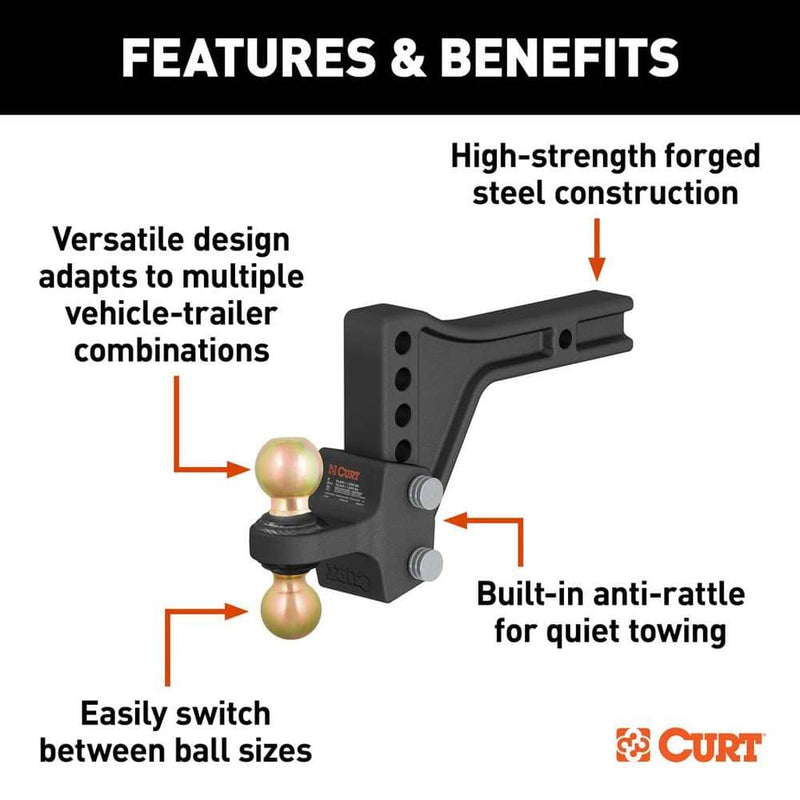 Load image into Gallery viewer, CURT HD Adjustable Trailer Hitch Ball Mount with Dual Ball, 2-1/2" Shank, 20K