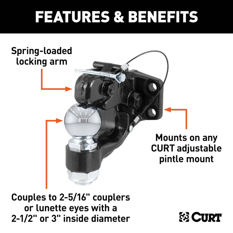 Load image into Gallery viewer, CURT Ball & Pintle Hitch (2-5/16" Ball, 16,000 lb Ball Capacity)