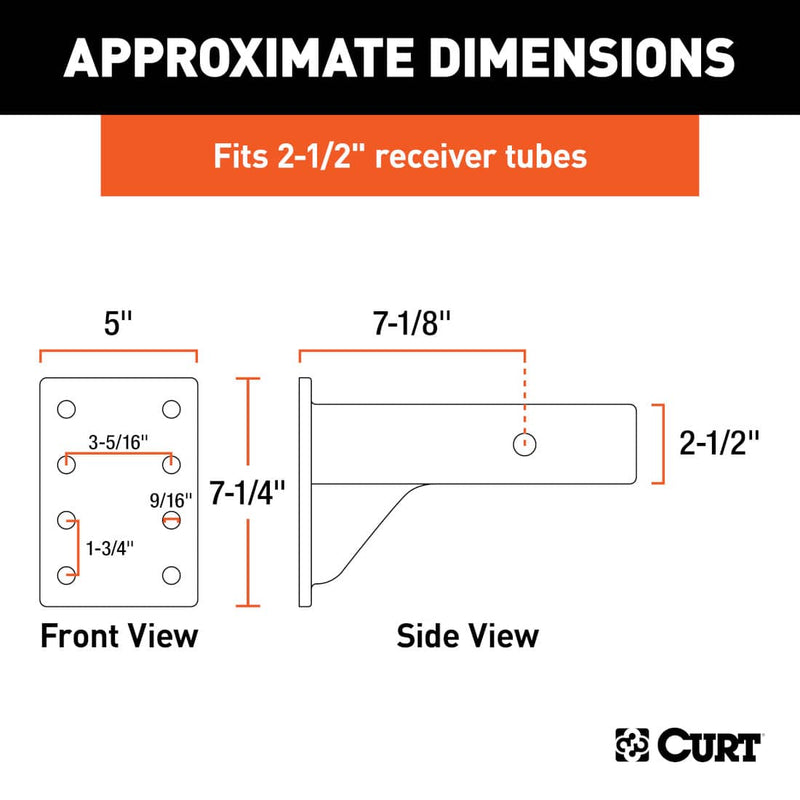Load image into Gallery viewer, CURT Adjustable Pintle Mount (2-1/2" Shank, 20,000 lb, 7-1/4" High, 10-3/4" Long)