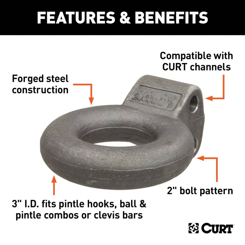 Load image into Gallery viewer, CURT Channel-Style Lunette Ring (24,000 lb, 3" I.D., Raw)