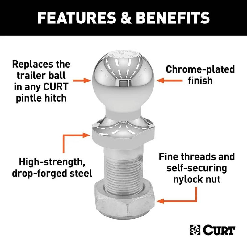 Load image into Gallery viewer, CURT Replacement 1-7/8" Pintle Ball (6,000 lb, 1-1/4" Shank)