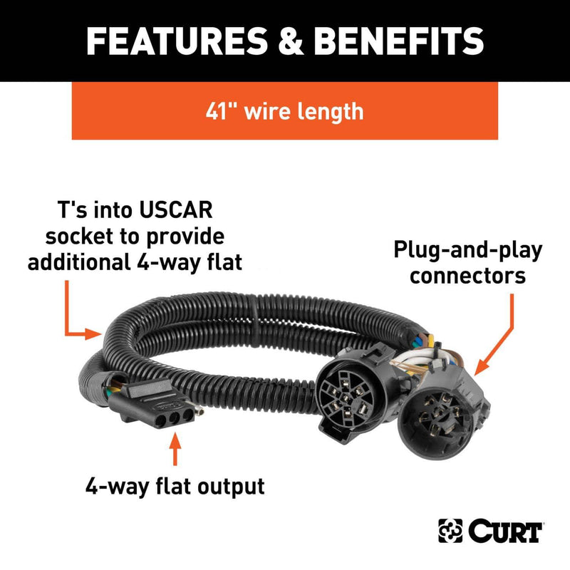 Load image into Gallery viewer, CURT 4-Flat Custom Wiring (t's Into Uscar) — 1997-2026 Multi-Vehicle - CUR-55384 - Absolute Autoguard