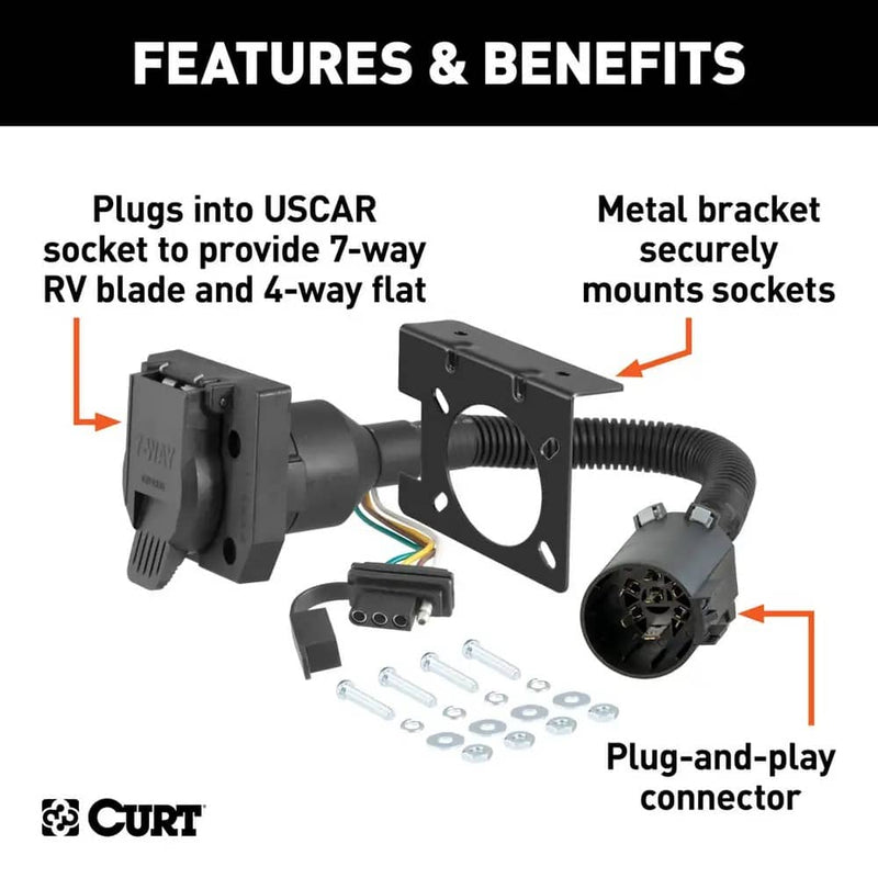 Load image into Gallery viewer, CURT Dual Output 7 & 4-Way Connector (plugs Into Uscar) - CUR-55774 - Absolute Autoguard