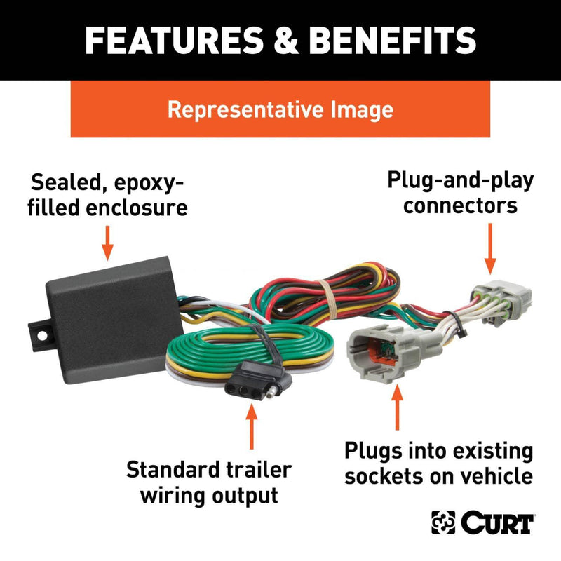 Load image into Gallery viewer, CURT 4-Flat Custom Wiring — 2011-2020 Chrysler & Dodge - CUR-56331 - Absolute Autoguard