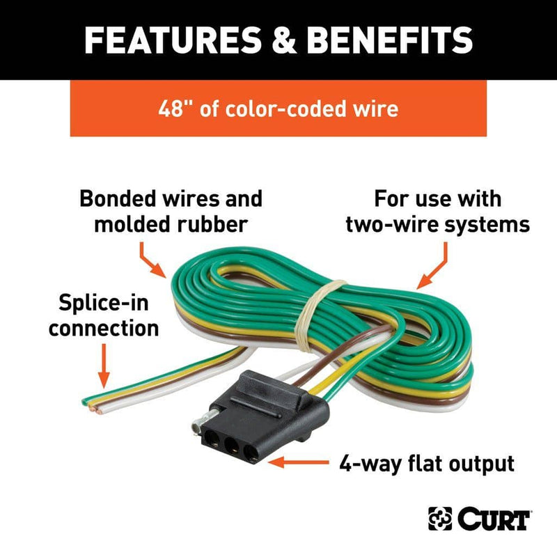 Load image into Gallery viewer, CURT 4-Way Flat Connector Plug & Socket with 12" & 48" Wires (Bulk)