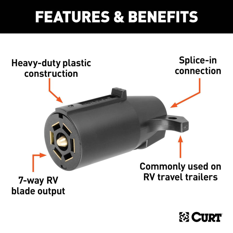 Load image into Gallery viewer, CURT 7-Way RV Blade Connector Plug (Trailer Side, Black Plastic)