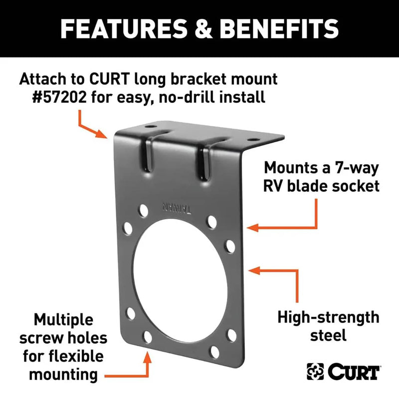 Load image into Gallery viewer, CURT Connector Mounting Bracket for 7-Way RV Blade (Black, Packaged)