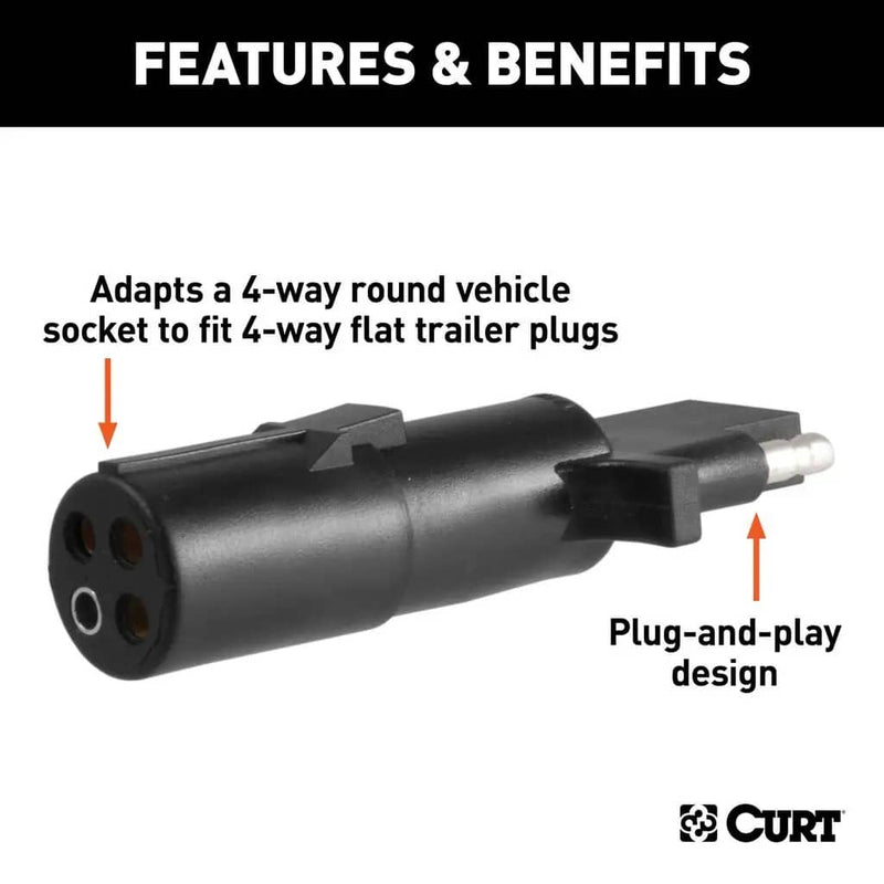 Load image into Gallery viewer, CURT Electrical Adapter (4-Way Round Vehicle to 4-Way Flat Trailer, Part 58414)