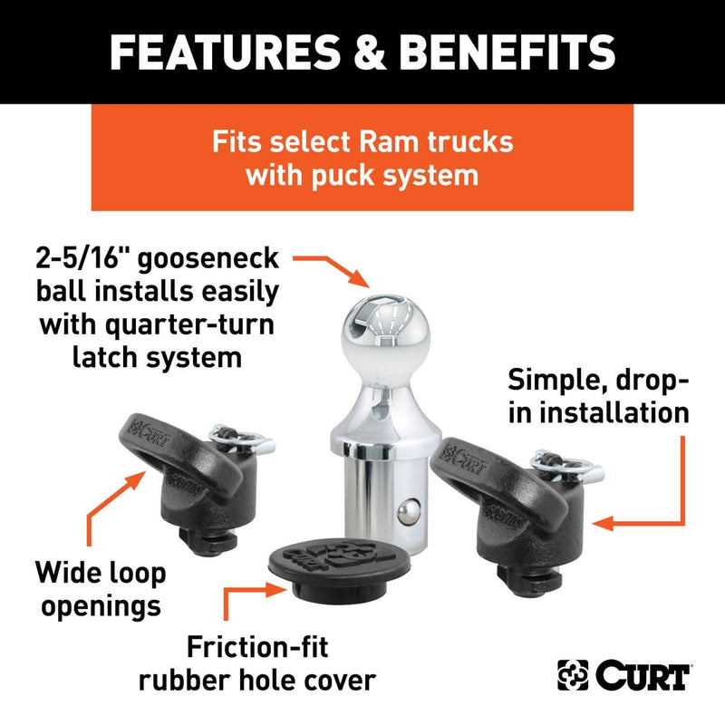Load image into Gallery viewer, CURT OEM Puck System 2-5/16" Gooseneck Kit (30K), With 5th Wheel Prep Package - 2013-2027 Ram 2500/3500