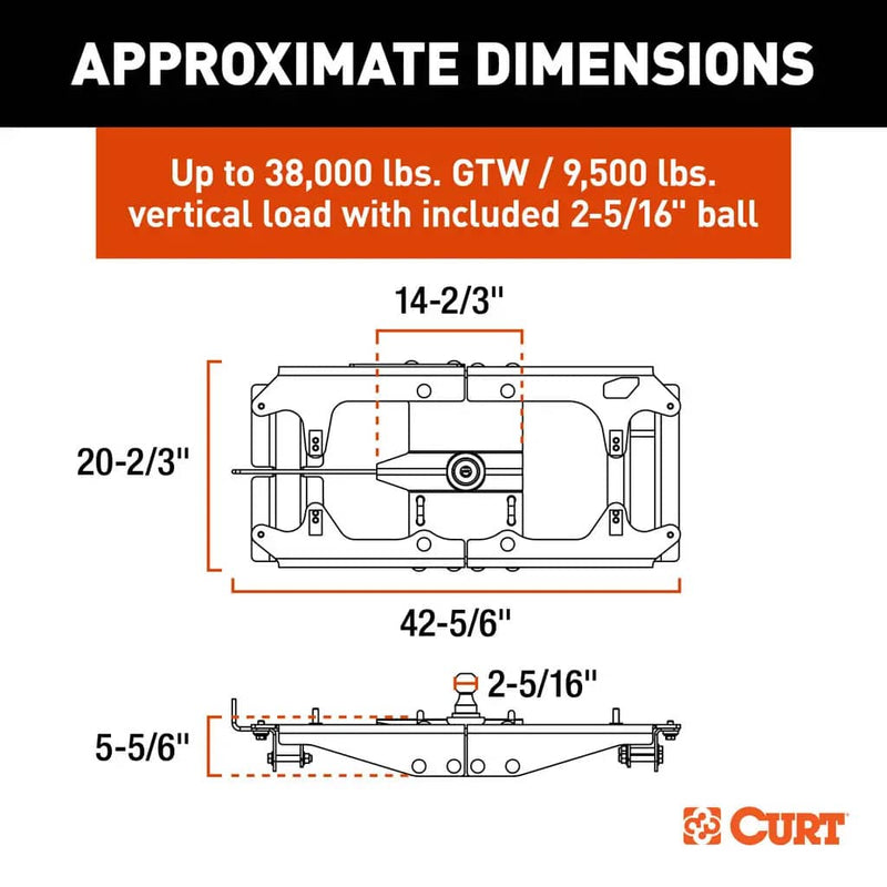 Load image into Gallery viewer, CURT PowerHaul Double Lock Gooseneck Hitch (38K), Excluding Cab & Chassis (F-350 Super Duty, F-450 Super Duty); Excluding 5th Wheel Prep Package - 2017-2027 Ford F-250 Super Duty/F-350 Super Duty/F-450 Super Duty