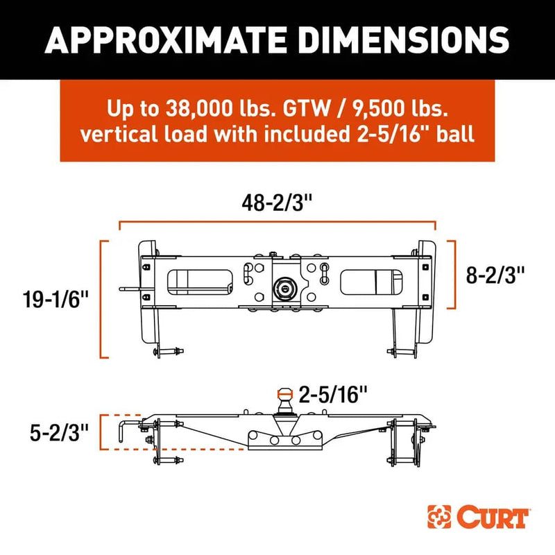 Load image into Gallery viewer, CURT PowerHaul Double Lock Gooseneck Hitch (38K), Excluding Cab & Chassis (Silverado 3500 HD, Sierra 3500 HD); Excluding 5th Wheel Prep Package - 2020-2026 Chevrolet Silverado 2500 HD/3500 HD & GMC Sierra 2500 HD/3500 HD