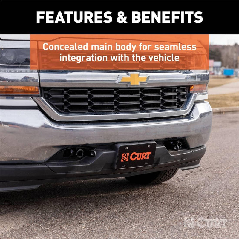 Load image into Gallery viewer, CURT Custom Tow Bar Base Plate, Z71 Excluding Adaptive Cruise (Suburban, Tahoe) - 2016-2018 Chevrolet Silverado 1500 & GMC Sierra 1500, 2016-2020 Chevrolet Suburban/Tahoe, 2019 Chevrolet Silverado 1500 LD & GMC Sierra 1500 Limited
