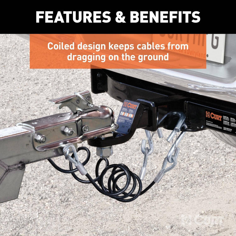Load image into Gallery viewer, CURT 42" Safety Cables with 2 Snap Hooks (5,000 lb, Vinyl-Coated, 2-Pack)