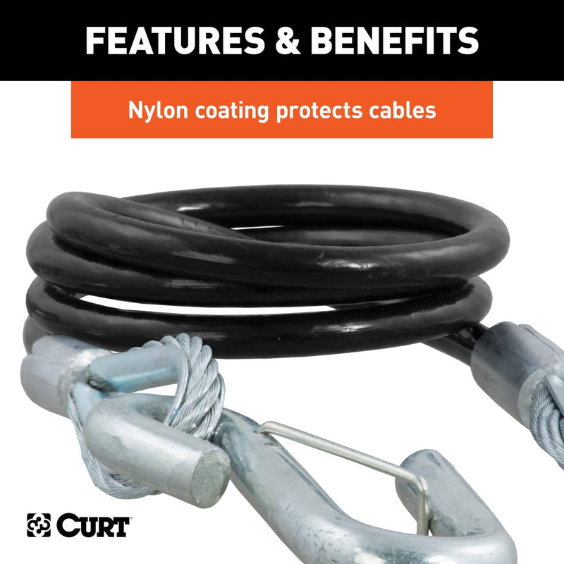 Load image into Gallery viewer, CURT 42" Safety Cables with 2 Snap Hooks (5,000 lb, Vinyl-Coated, 2-Pack)