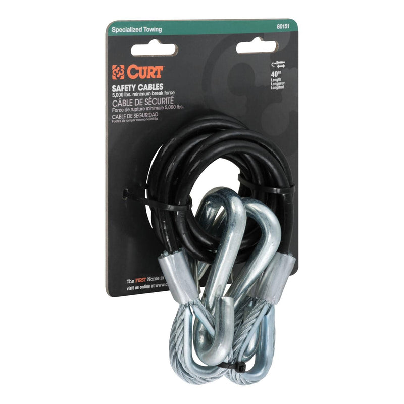 Load image into Gallery viewer, CURT 42" Safety Cables with 2 Snap Hooks (5,000 lb, Vinyl-Coated, 2-Pack)