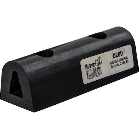 Load image into Gallery viewer, Extruded Rubber D-Shaped Bumper with 2 Holes - 2-1/8 x 1-7/8 x 6 Inch Long