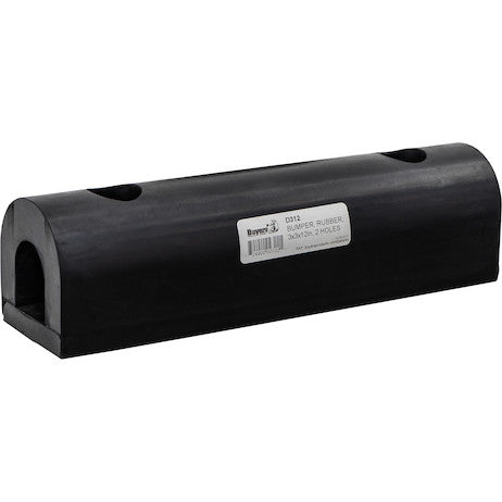Load image into Gallery viewer, Extruded Rubber D-Shaped Bumper with 2 Holes - 3 x 2-7/8 x 12 Inch Long