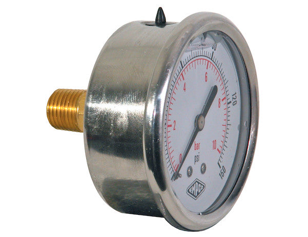 Load image into Gallery viewer, Silicone Filled Pressure Gauge - Center Back Mount 0-160 PSI