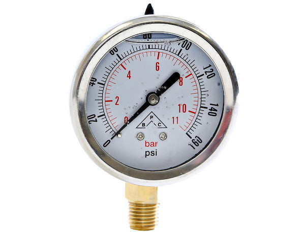 Load image into Gallery viewer, Silicone Filled Pressure Gauge - Stem Mount 0-160 PSI