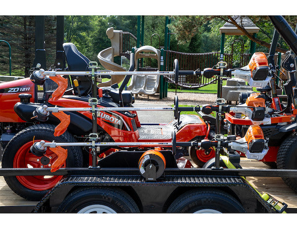 Load image into Gallery viewer, 3-Position Channel Style Lockable Trimmer Rack for Open Landscape Trailers