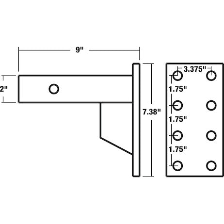 Load image into Gallery viewer, 2 Inch Pintle Hitch Mount- 3 Position, 9 Inch Shank