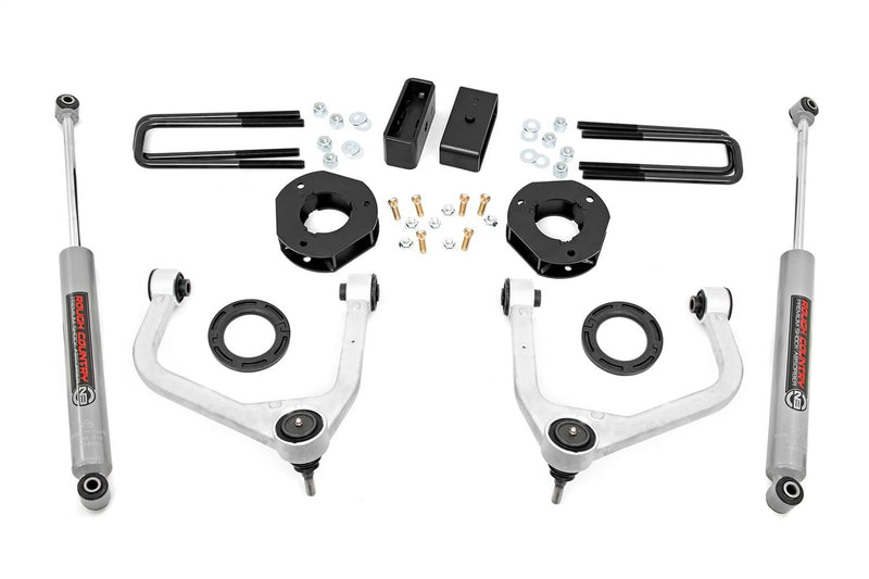 Load image into Gallery viewer, Rough Country 3.5 Inch Lift Kit, N3 Rear Shocks, Multi-Leaf - 2019-2024 Chevrolet Silverado 1500