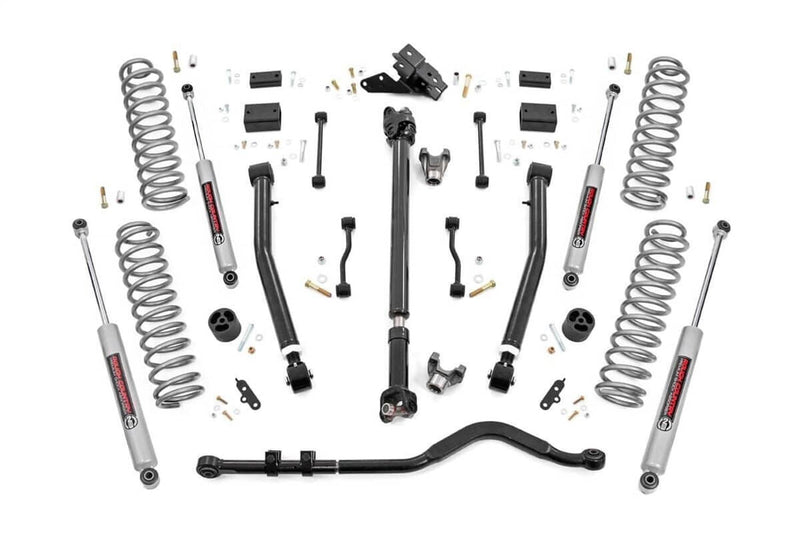 Load image into Gallery viewer, Rough Country 3.5 Inch Lift Kit, Adj Lower, FR D/S, 2-Door - 2018-2023 Jeep Wrangler