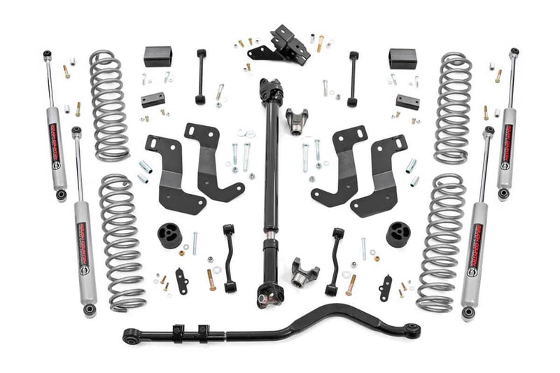 Load image into Gallery viewer, Rough Country 3.5 Inch Lift Kit, C/A Drop, FR D/S, Premium N3 - 2019-2023 Jeep Wrangler Willys Sport/Willys/Rubicon/Unlimited High Tide/more
