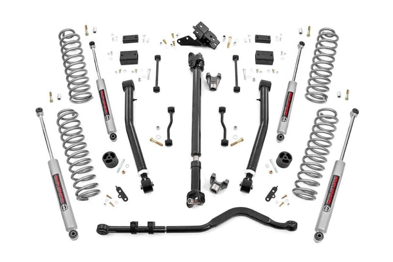 Load image into Gallery viewer, Rough Country 3.5 Inch Lift Kit, Adj LCA, FR D/S, Premium N3 - 2019-2025 Jeep Wrangler Rubicon X/Rubicon/Willys Sport/Willys