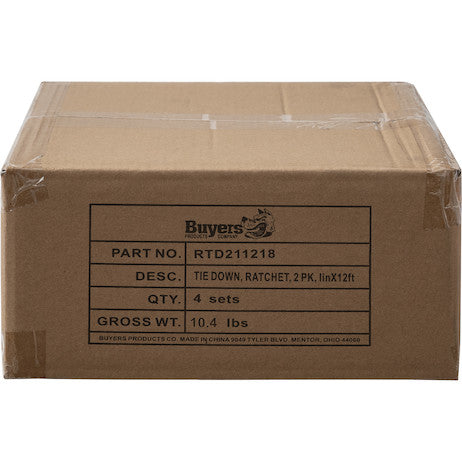 Load image into Gallery viewer, 1 Inch x 12 Foot Ratchet Strap Tie Down (2-Pack) - Sold in Cases of Four (Eight total straps per case)