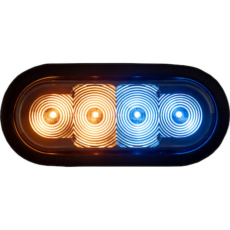 Load image into Gallery viewer, 6 Inch LED Oval Strobe Light with Amber/Blue LEDs and Clear Lens