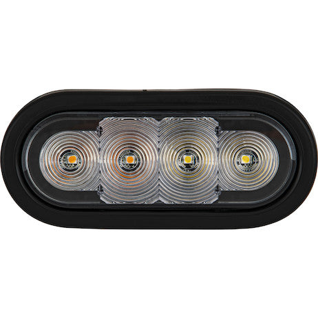 Load image into Gallery viewer, 6 Inch LED Oval Strobe Light with Amber/Clear LEDs and Clear Lens