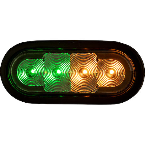Load image into Gallery viewer, 6 Inch LED Oval Strobe Light with Amber/Green LEDs and Clear Lens