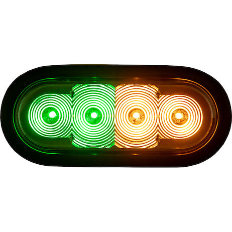 Load image into Gallery viewer, 6 Inch LED Oval Strobe Light with Amber/Green LEDs and Clear Lens