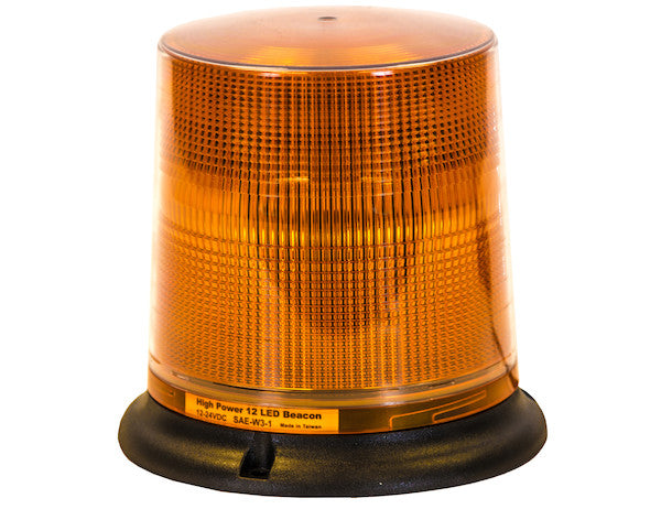 Load image into Gallery viewer, 6.5 Inch by 6.5 Inch Amber LED Beacon Light With Tall Lens (Permanent Mount with 12 Inch Blunt Cut Leads)