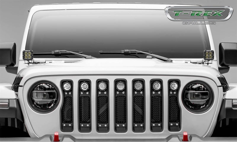 Load image into Gallery viewer, T-Rex Torch Black Mesh Lighted LED Grille — 2018-2023 Jeep Gladiator/Wrangler - TRE-6314931 - Absolute Autoguard