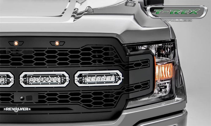 Load image into Gallery viewer, T-Rex Revolver Black Laser Mesh Lighted Grille — 2018-2020 Ford F-150 - TRE-6515791 - Absolute Autoguard