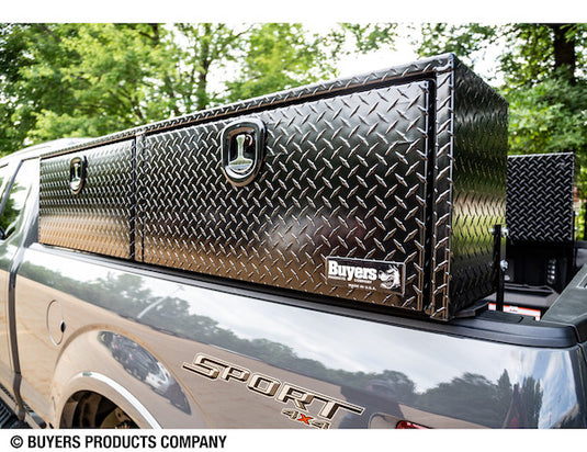 18x16x96 Inch Gloss Black Diamond Tread Aluminum Topsider Truck Box - 1721568 - Buyers Products