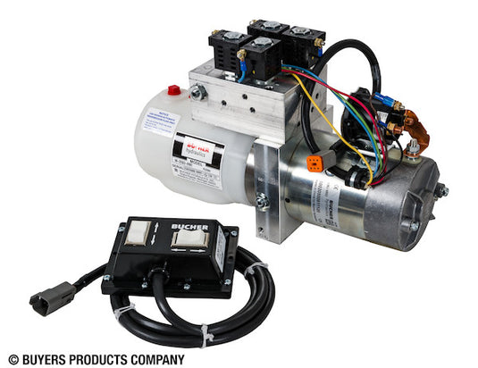 4-Way/3-Way DC Power Unit-Electric Controls Horizontal 0.32 Gallon Reservoir - PU3593 - Buyers Products