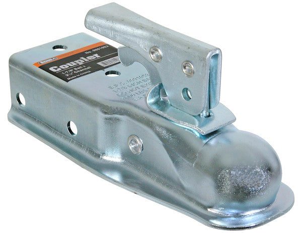 Load image into Gallery viewer, Straight Tongue Coupler - 1-7/8 Inch Ball, 2-1/2 Inch Channel, 200 Pound Tongue Weight, Zinc Plated
