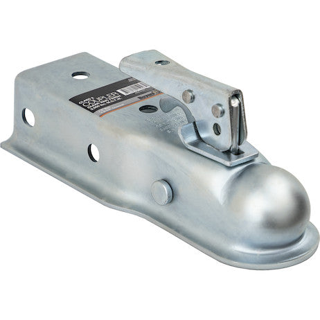 Straight Tongue Coupler - 2 Inch Ball, 2-1/2 Inch Channel, 300 Pound Tongue Weight, Zinc Plated