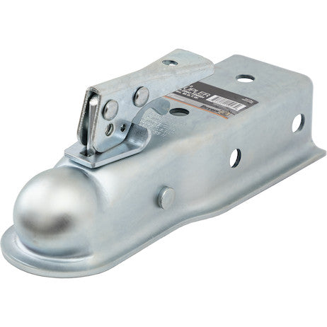 Load image into Gallery viewer, Straight Tongue Coupler - 2 Inch Ball, 2-1/2 Inch Channel, 300 Pound Tongue Weight, Zinc Plated
