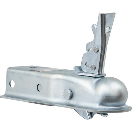 Load image into Gallery viewer, Straight Tongue Coupler - 2 Inch Ball, 2-1/2 Inch Channel, 300 Pound Tongue Weight, Zinc Plated
