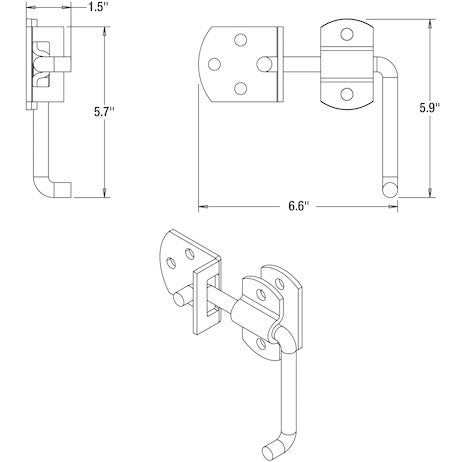Individually Packaged B2588BZ-Zinc Straight Side Security Latch Set